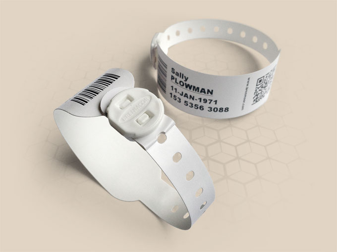 Brenmoor FAST1STB white SATO compatible printable patient hospital bracelet