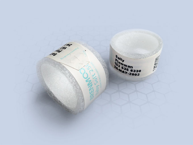 Brenmoor BABYSOFT250 white extra care sticker seal printable patient hospital bracelet