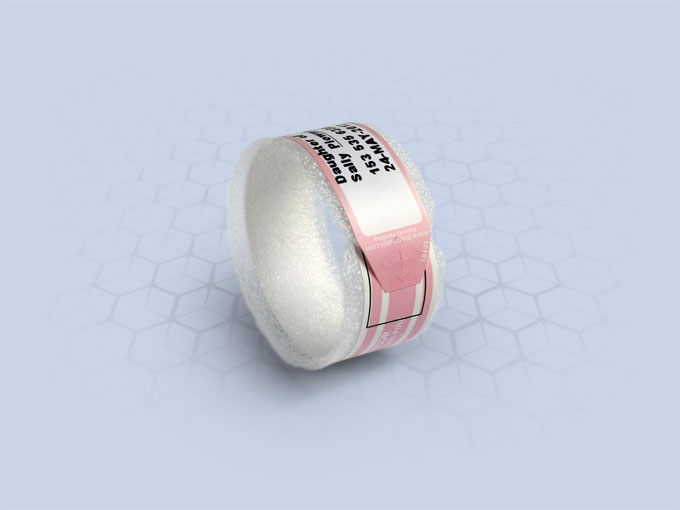 Brenmoor BABYSOFT250N pink slim extra care sticker seal printable patient hospital bracelet