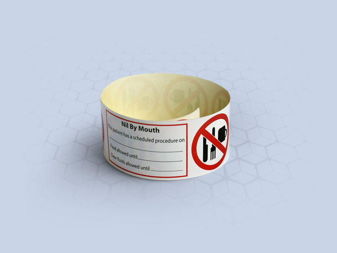 Brenmoor NIL by MOUTH alert childs self sealing printable patient hospital bracelet