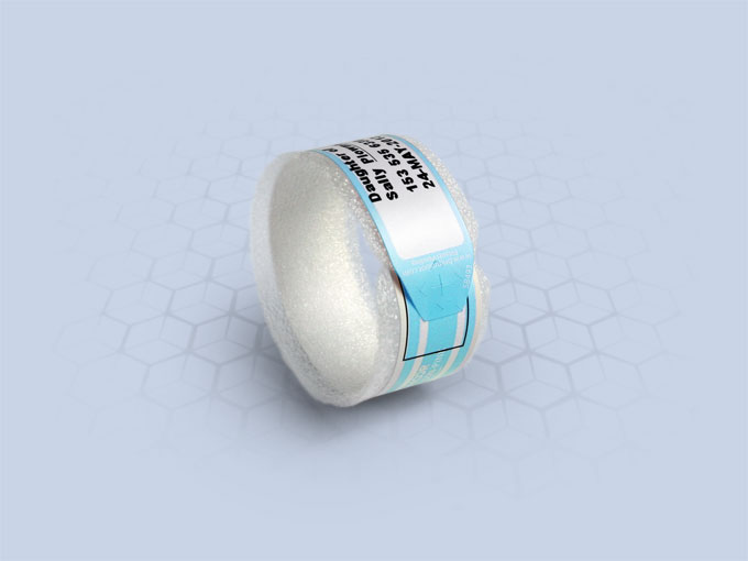 Brenmoor BABYSOFT250N blue slim extra care sticker seal printable patient hospital bracelet