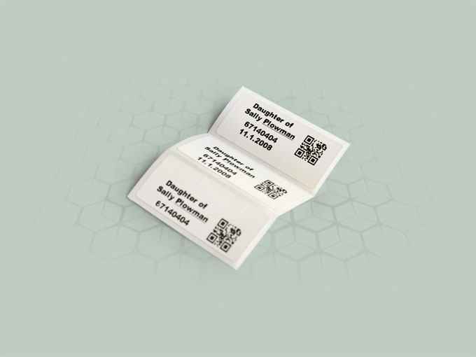 Brenmoor INFA Labels for use with old-style handwritten childs hospital wristbands