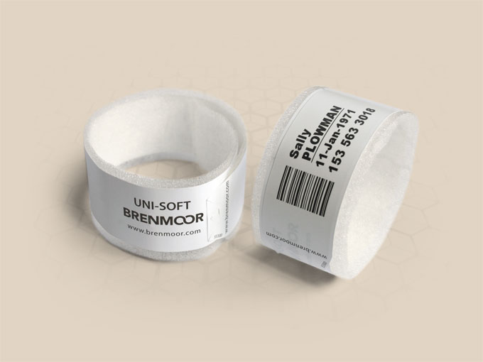 Brenmoor UNI-SOFT white extra care self sealing printable patient hospital bracelet
