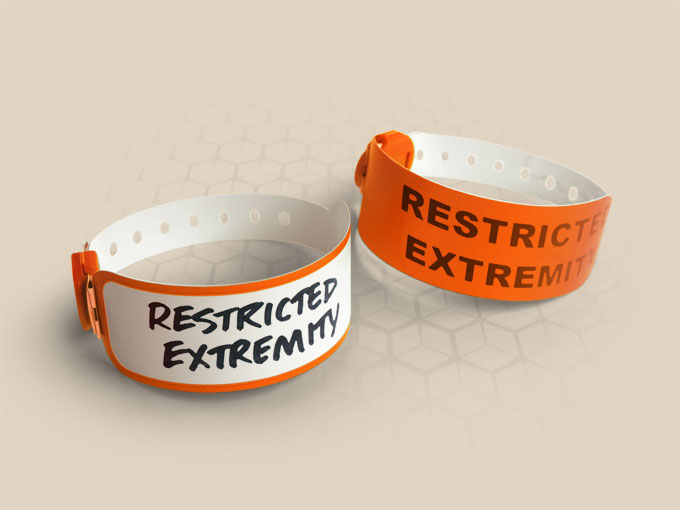 Brenmoor VIVID orange coloured alert printable patient hospital bracelet